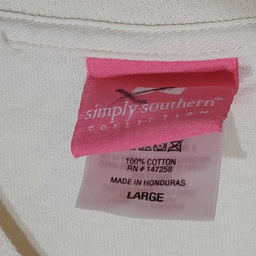 Simply Southern Long Sleeve Tshirt Love Deerly Neutral Plaid Size Large - Picture 4 of 4